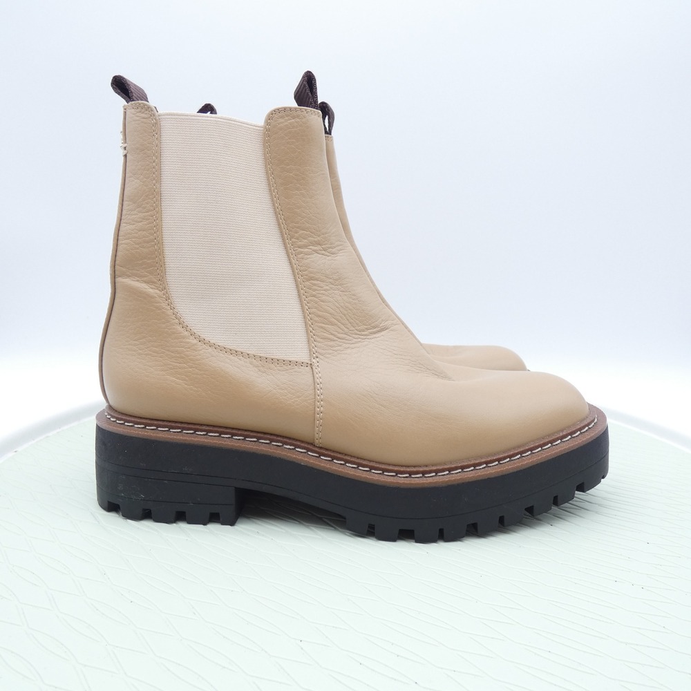 Sam Edelman Laguna Beige Leather Lug Sole Chelsea Boots Womens 6.5M Platform - Picture 3 of 9